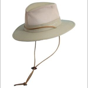 Panama Jack Twill Safari Hat With Leather Chin-Strap #PJ41OS-KAK Khaki S/M